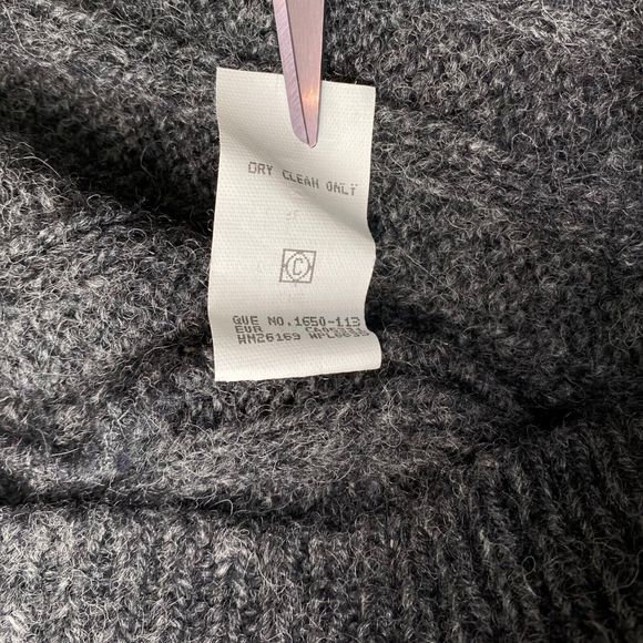 Woolrich Sweater Mens Large Wool Gray Made in USA Shawl Ribbed Nordic Fisherman - Picture 8 of 9